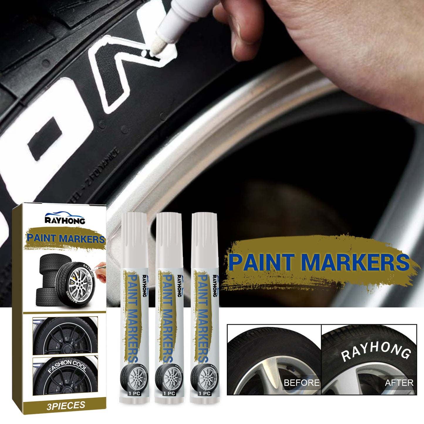 Compact And Waterproof Car Tire Markers That Dry Quickly, Perfect for Doodling And Painting. These Medium-Tipped Pens Are Great for Vehicle Upkeep