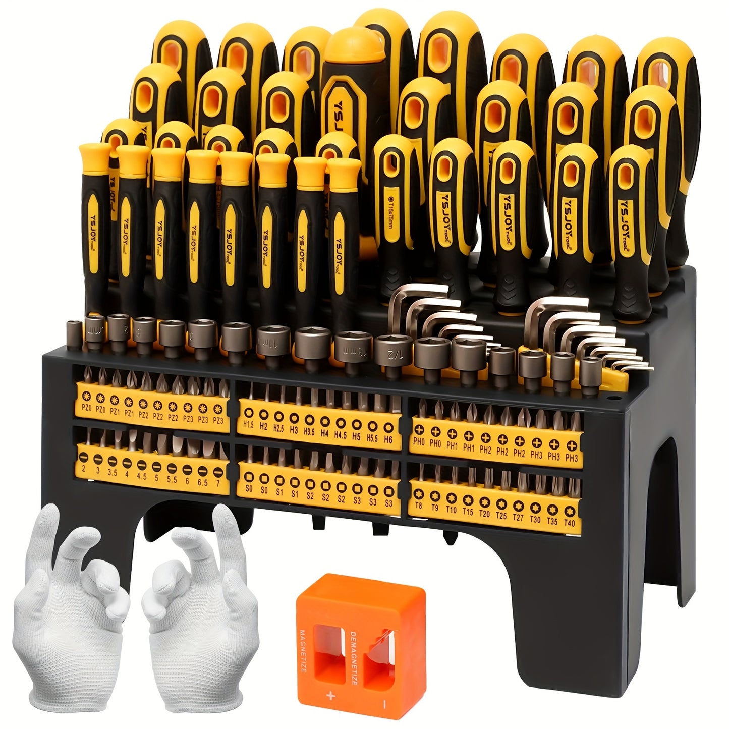 A 131pcs Magnetic Screwdriver Kit Featuring a Plastic Organizer, Which Comes with a Precision Screwdriver, Pick And Hook, Ratchet Driver, And Hex Key, Making It a Great Gift Option