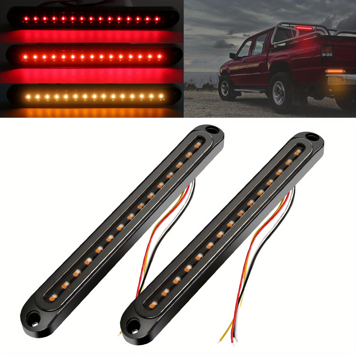 4pcs Smoked Lens LED Trailer Tail Light Bar Brake Stop Turn Signal Lights for Trucks and RV