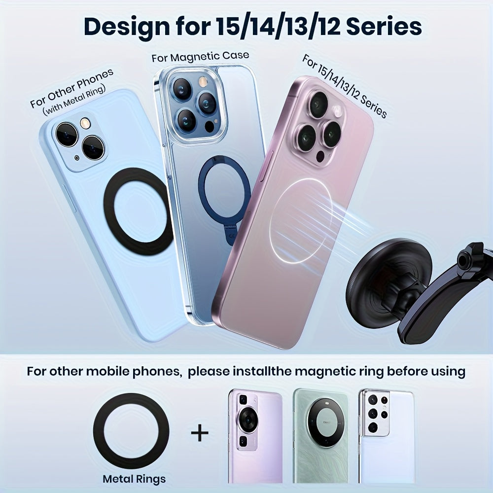 TOPK D50C Magnetic Car Phone Holder Horizontal/Vertical Adjustable Dashboard Mount with Strong Suction, Hands-Free, for iPhone 12/13/14/15/16/17