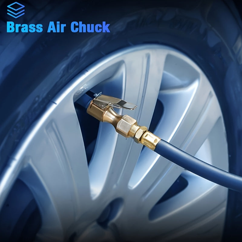 4pcs Heavy Duty Brass Air Chucks with Clips, Universal Model, Closed Flow Lock-On Tire Valve with Clip, for Inflator Gauge Compressor Accessories