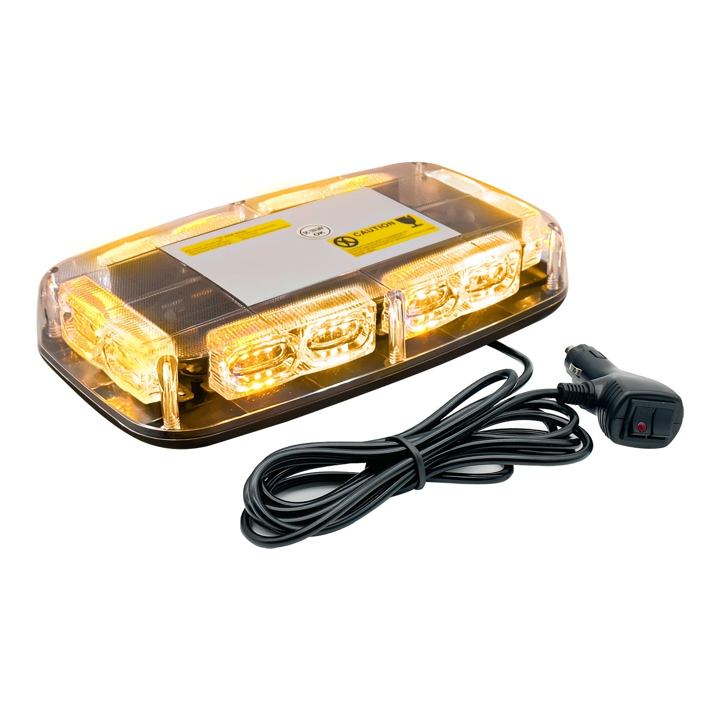 Mini Beacon Light Bar with 48 Leds And a Magnetic Base, Designed for High Visibility in Off-Road Work, Suitable for Snow Plow Trucks And Construction Vehicles - Amber And White Colors, Without Battery