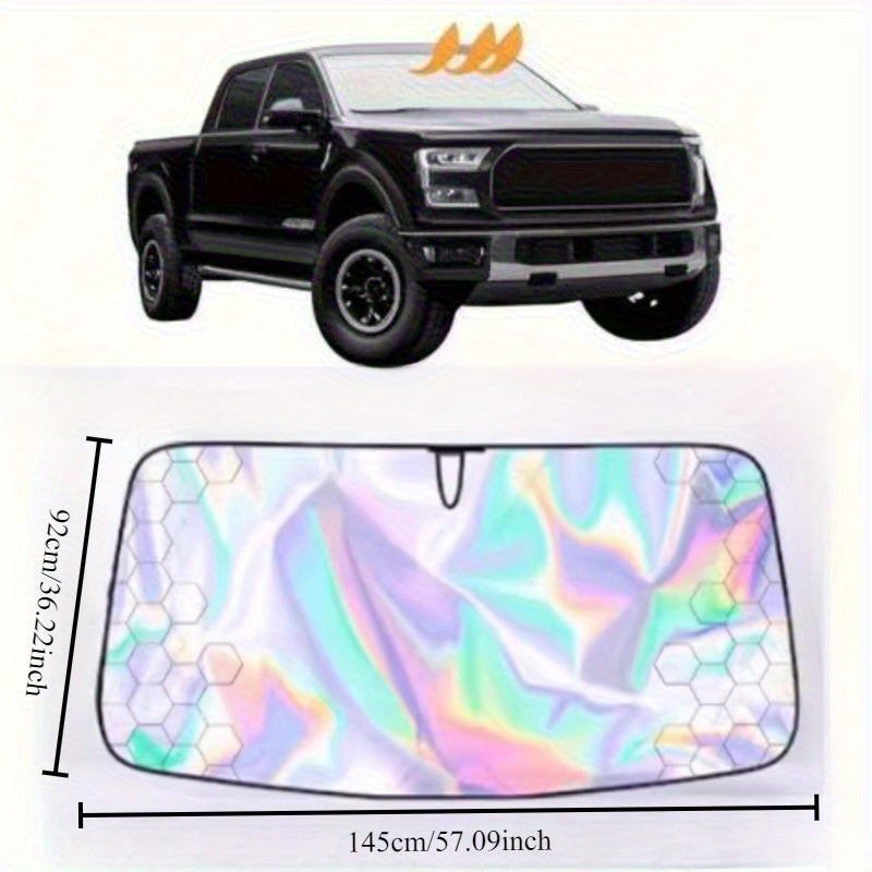 Upgraded Laser Insulation Car Sunshade Thickened 5-Layer Front Windshield Heat Blocker with Diamond Pattern, Fits All Vehicles, Golden/Black Design for Stylish Sun Protection, Vehicle Heat Shield | Stylish Car Accessory | Premium Quality Material