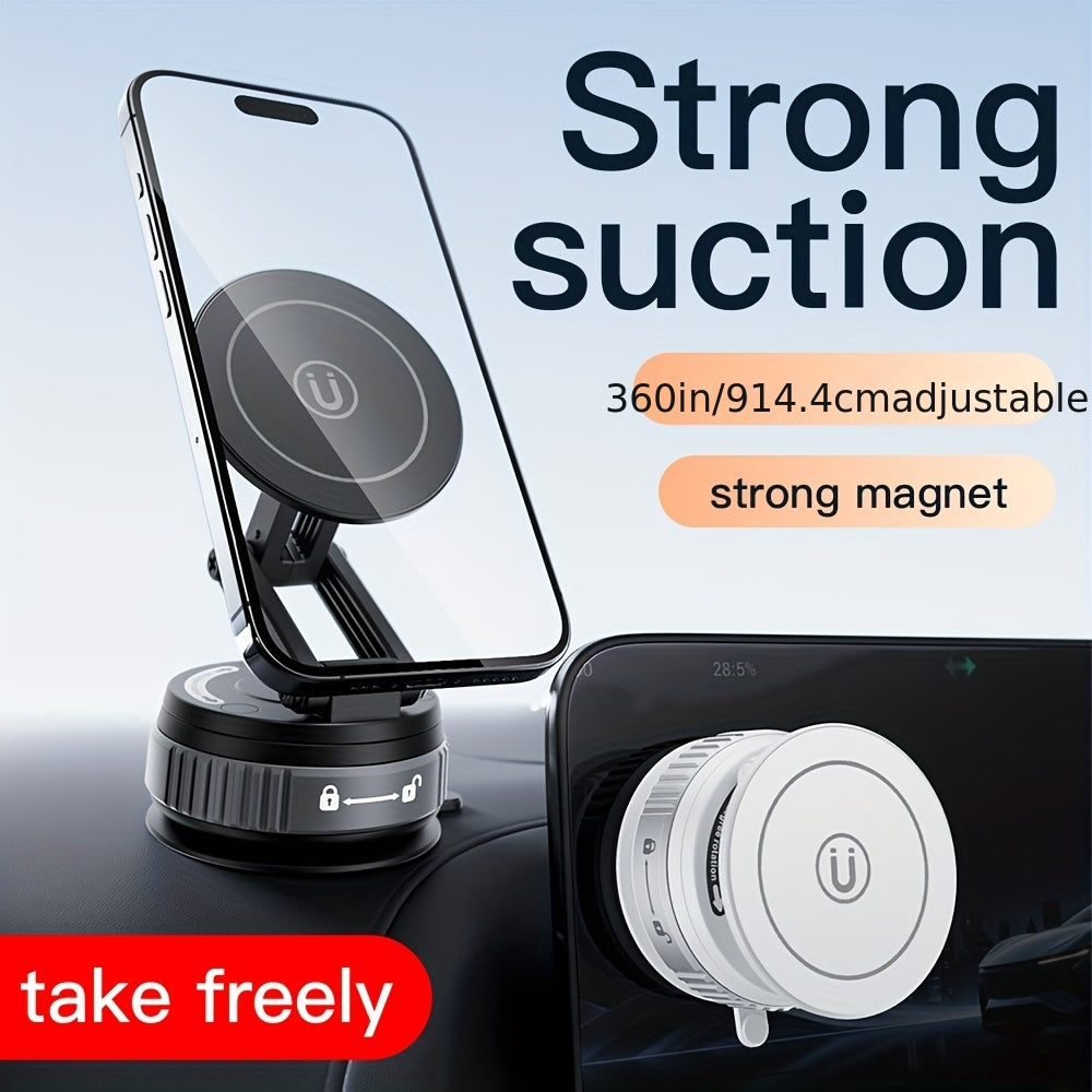 360-Degree Rotatable Magnetic Phone Holder - Compatible with for All Smartphones And Vehicles, Works with Iphone 16/15/14/12 - Compact And Foldable Car Mount with Strong Grip - Trendy Car Accessory