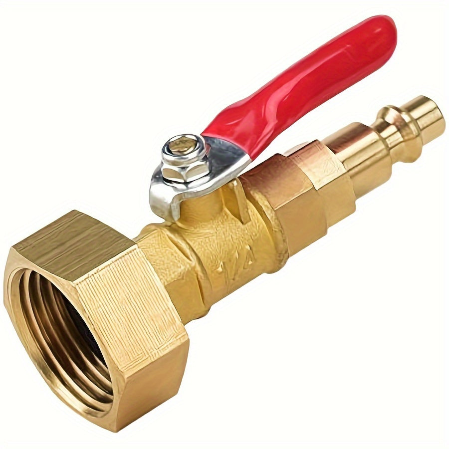 RV Winterize Blowout Adapter with 1/4" Quick Connect Plug And 3/4" Garden Water Hose Threading, Winterize Quick Adapter with Ball Valve RV Water Hoses And Parts, Without Battery