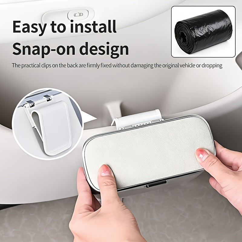 Multi-Functional Car Mounted Microfiber Trash Can Made of ABS Material That Does Not Deform And Is Suitable for 99% of Car Models, Suitable for Both Dry And Wet Use, Space Saving, And Non-Destructive Installation, Comes with Garbage Bags