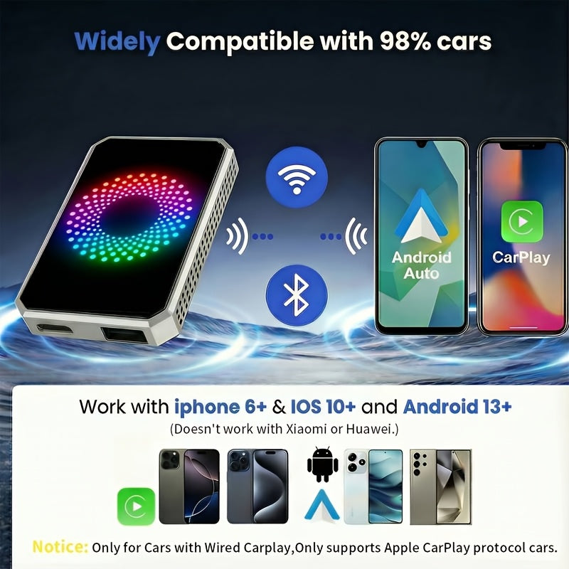 3-in-1 Magic Media Box Supports Netflix/YouTube/TikTok Streaming, Wireless Carplay Adapter Dongle with USB Drive for OEM Wired Apple Car Play And Android Auto Cars (Compatible with iPhone 10+ And 2018+ Models)