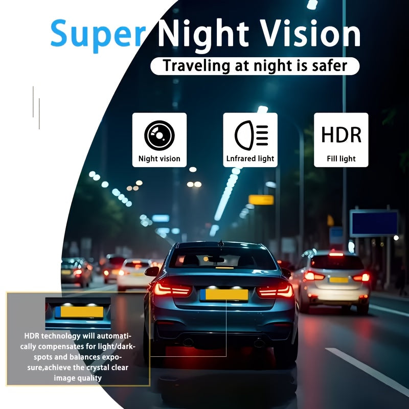 FHD 1080P 3/4-Channel 360° Car Dashcam, WIFI, IR Night Vision, Loop Recording, Car DVR Recorder, 3.0" IPS Screen, Rechargeable Battery 180Mah, 12-24V Car Plug, Optional 32GB Memory Card (Black), Car Parts/ Car Dashboard Camera/ Christmas Gift/
