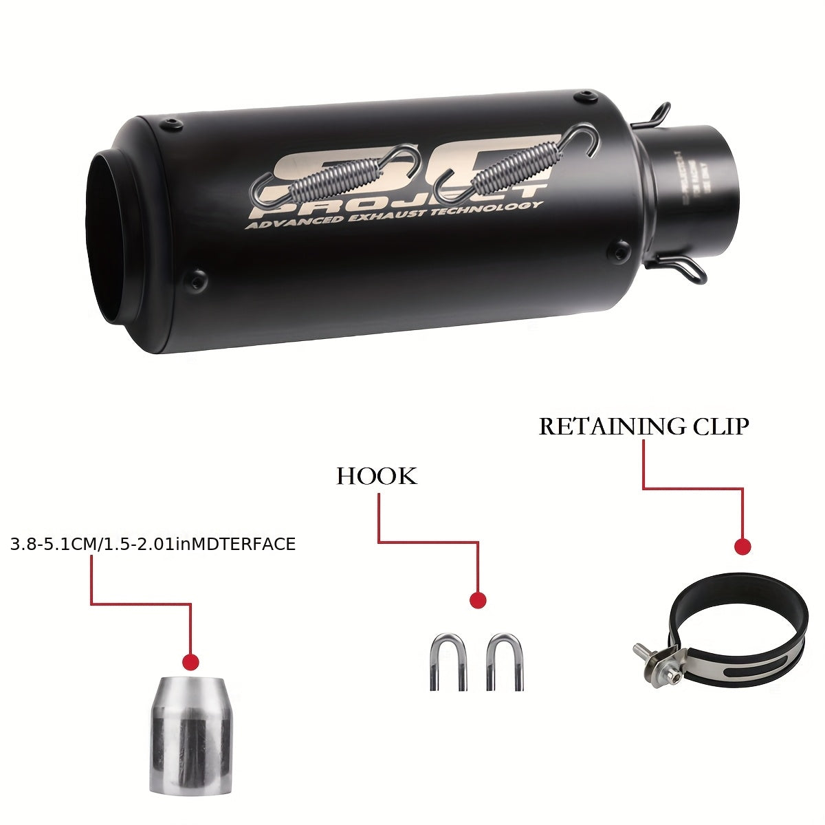 Universal 51MM Caliber Motorcycle Exhaust Pipe for Z900 FZ6 RC390 S1000XR | Stainless Steel, Brand: ANMIEN, Suitable for Off-road Motorcycles