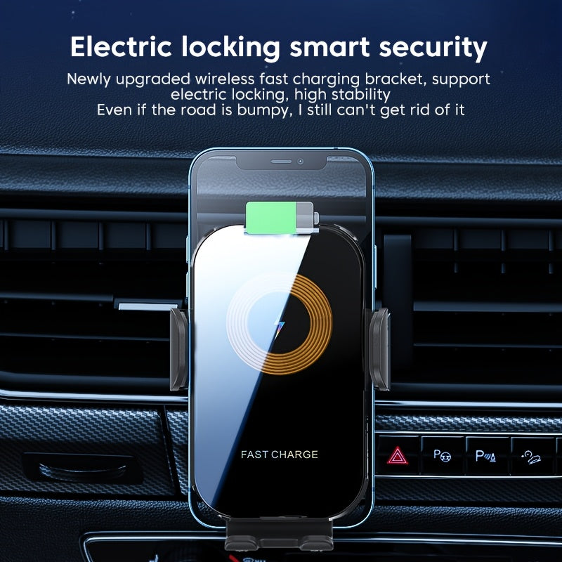 Wireless Car Charger Holder, 15W Fast Charging Auto Clamping Car Charger Phone Mount Phone Holder Fit for Phone 15 14 13 12 11 Pro Max Xs