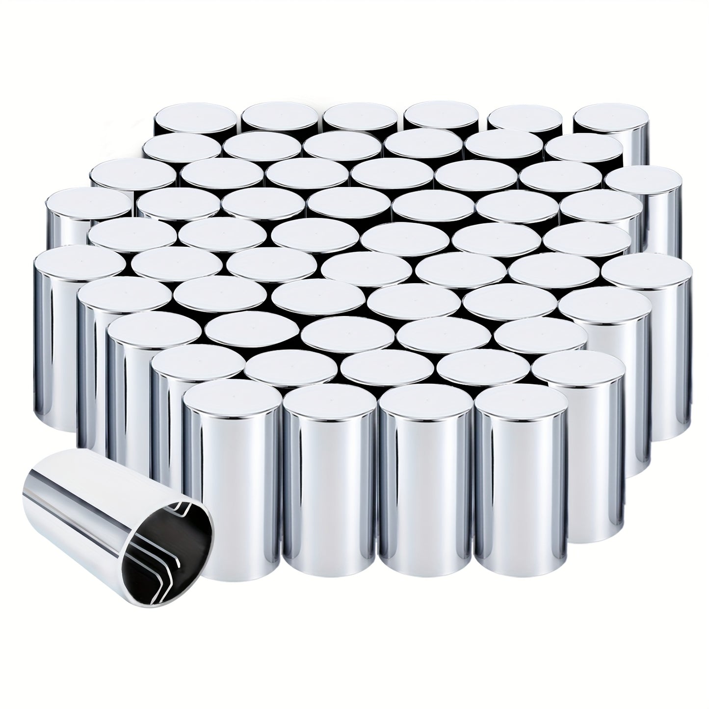 20pcs, 40pcs, Or 60pcs of 33Mm X 3 1/2" Lug Nut Covers Made from ABS Chrome Plastic, Designed for Push-On Fit for Hub Piloted Wheels, Complete Axle Cover Kits, And Lug Nut Covers Suitable for Semi Trucks And Trailers