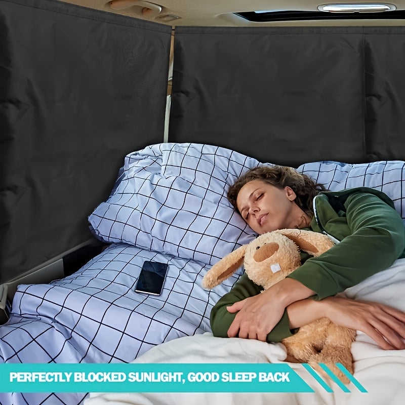 99% Light Blocking Car Curtains, 1 Rear Seat Divider Curtain And 2 Rear Side Window Curtains, Car Curtains for Windows, Wide Sedan SUV Sunshade Covers Car Cabana (Extra Large Car Curtains 3pcs)