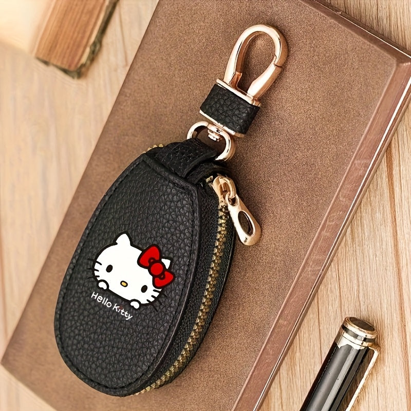 Sanrio'S for Hello Kitty Key Bag - Black Car Key Storage Bag with Golden Zipper, Multi Functional Keychain, Compact Design, Suitable for Home Use, Key Storage Organizer, Suitable for Hello Kitty Additions