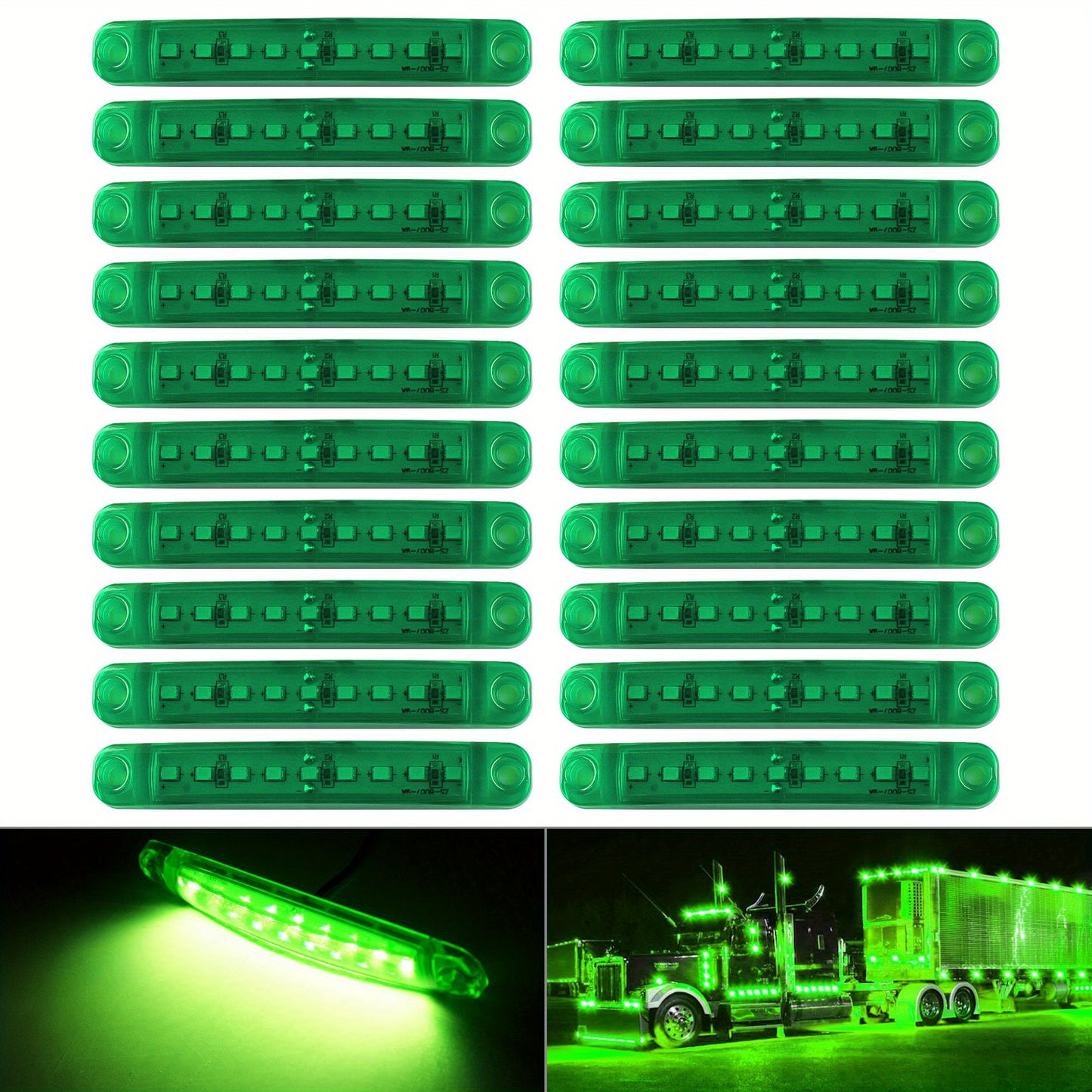 20pcs New Bright 12V 9LED Side Marker Light Lamp Indicator Light Bar -Yellow, Red, White, Blue, Green