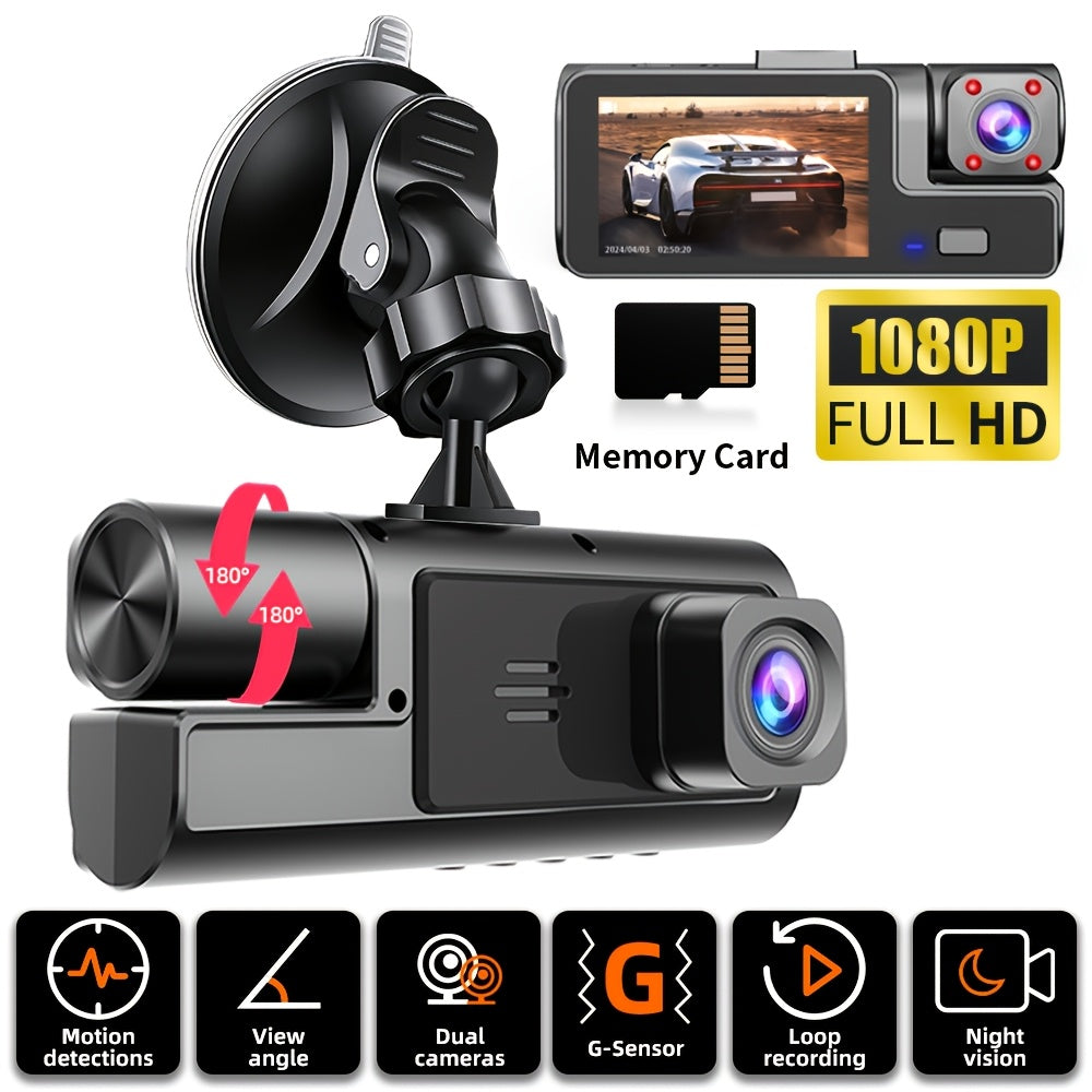 Front And Rear Dual-Lens! FHD 1080P Driving Recorder - Car Driving Recorder, Car Camera Infrared Night Vision Function, 170° Wide-Angle Car DVR Camera Loop Video Gravity Sensing Car Dashboard Video Camera, Automotive Parts Tachograph Christmas Gift