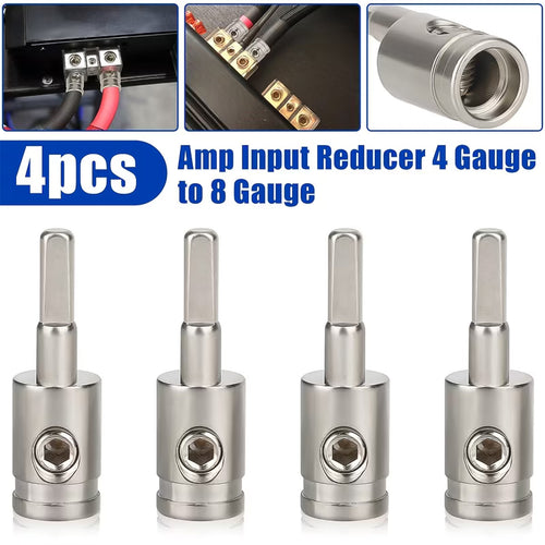 4pcs Amp Input Reducer, 4 Gauge to 8 Gauge Car Audio Wire Terminal Blocks, Good Conductivity, High Hardness, for Car Auto
