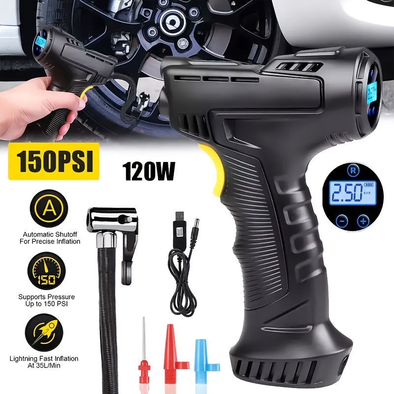 5200mah Wireless Rechargeable Air Compressor, Portable And Automatic Tire Inflator For Your Car, Bicycle And All Kinds Of Balls, Tire Inflator, Car Tire Air Pump, Tire Pressure Gauge, Portable Air Compressor, Air Pump, Tire Pump, Air Compressor