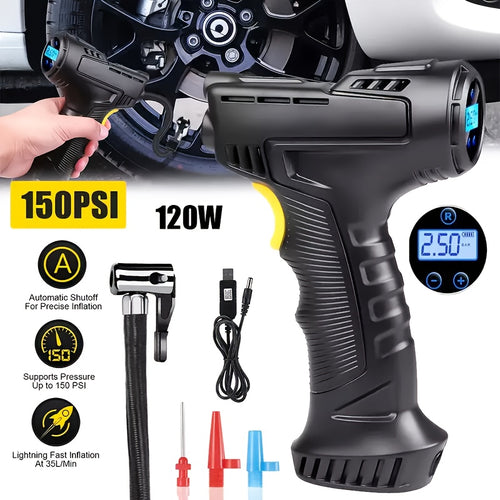 5200mah Wireless Rechargeable Air Compressor, Portable And Automatic Tire Inflator For Your Car, Bicycle And All Kinds Of Balls, Tire Inflator, Car Tire Air Pump, Tire Pressure Gauge, Portable Air Compressor, Air Pump, Tire Pump, Air Compressor