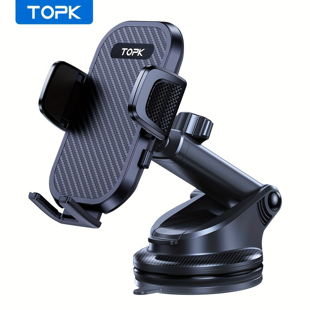 TOPK D42N Car Phone Mount, Upgraded Support Full-range Adjustment Cell Phone Holder for Dashboard Hands-Free Automobile Compatible with All Smartphones