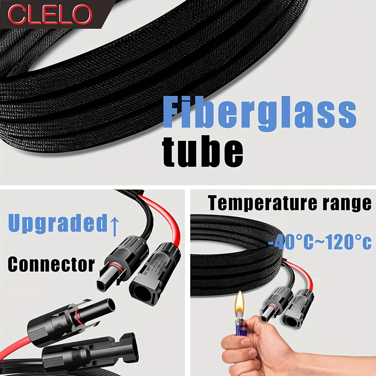 1pc Solar Panel Extension Cable, Flame Retardant Protective Sleeve Twin Wire with Female And Male MC4 Connectors for Car, RV, Photovoltaic Systems Extension Cords
