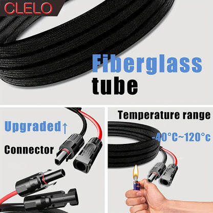 1pc Solar Panel Extension Cable, Flame Retardant Protective Sleeve Twin Wire with Female And Male MC4 Connectors for Car, RV, Photovoltaic Systems Extension Cords