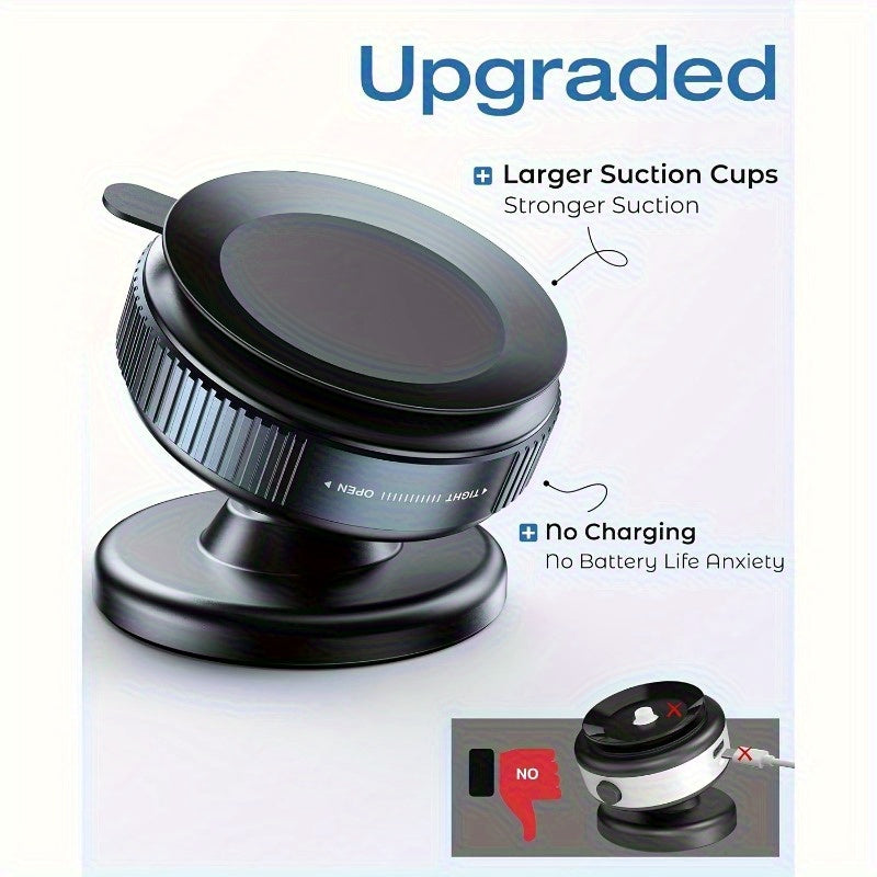 360-Degree Adjustable Vacuum Magnetic Suction Phone Holder, Suitable for Car/Gym/Mirror/Smooth Surface Hands-Free Suction Cup Phone Holder, Compatible with All Smartphones