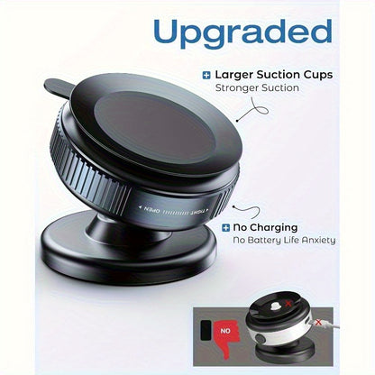 360-Degree Adjustable Vacuum Magnetic Suction Phone Holder, Suitable for Car/Gym/Mirror/Smooth Surface Hands-Free Suction Cup Phone Holder, Compatible with All Smartphones