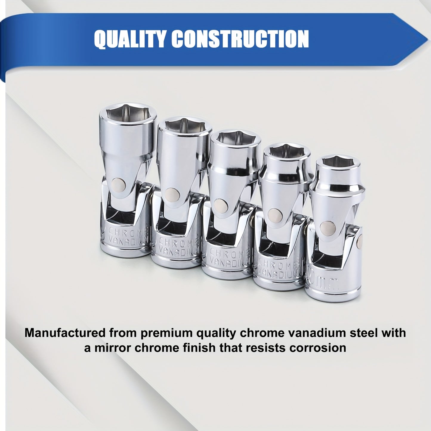[17Pcs Socket Set] 17Pcs 3/8" Drive Universal Joint Socket Set, Including Both SAE And Metric Sizes, Ranging From 3/8" To 3/4" And 10Mm To 19Mm, Featuring A 6-Point Design, Made Of CR-V, With A Swivel Head For 360-Degree Access And A Flexible Wobble Socke