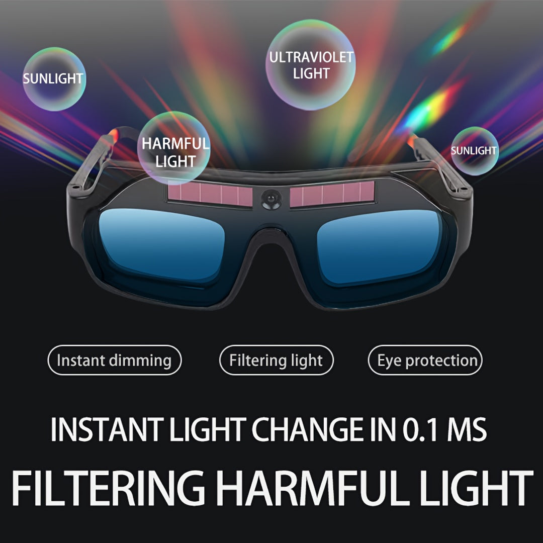 Welding Goggles, True-color Anti-glare Safety Welding Glasses, Suitable for TIG, MIG, MMA, Plasma Welding, Lightweight Welder's Glasses with Protective Lenses and Elastic Headband