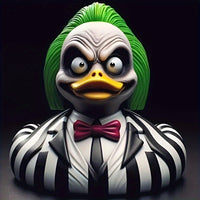 Suit-wearing mischievous duck