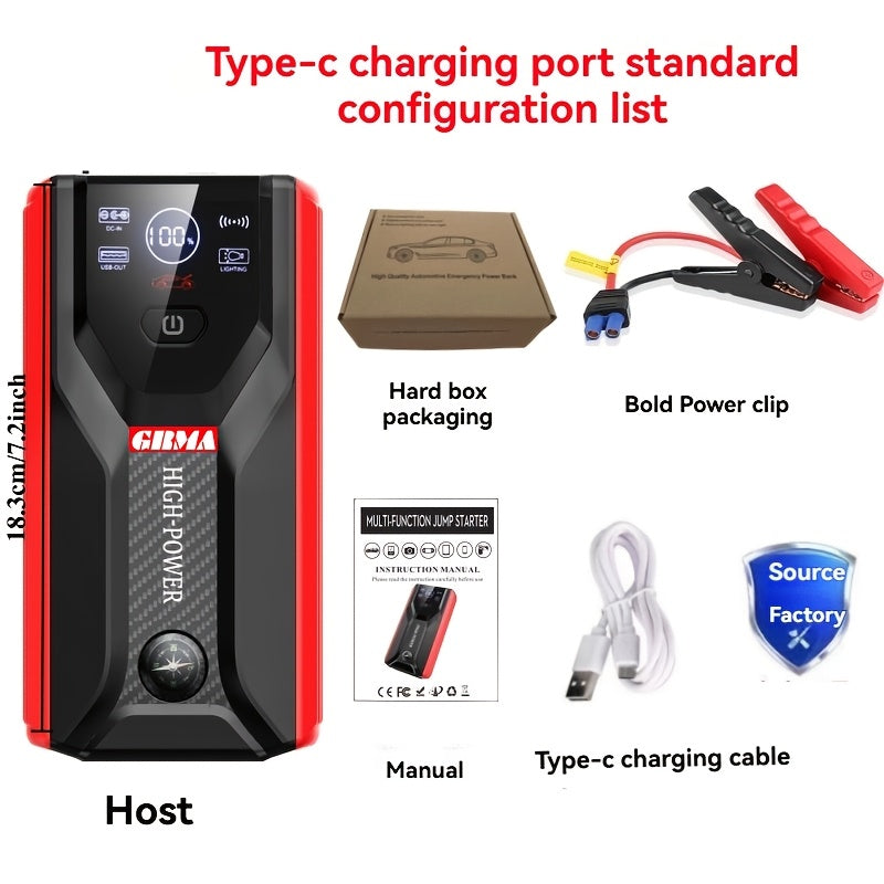 A3 Car Starter, Portable Car Battery Booster (2.38gal Gas/1.72gal Diesel), 12V Ultra-Safe Lithium Battery Jumper for Car Battery Jumpers