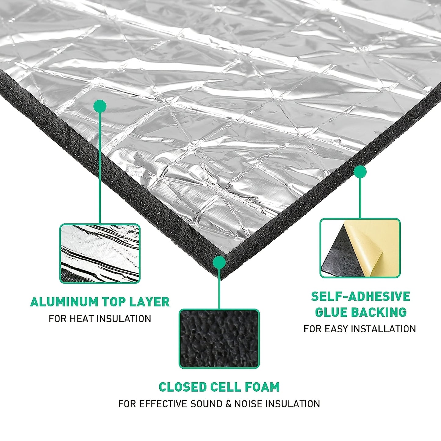 12Sheets 20" X 12" Car Sound Deadening Material Mat - 276MIL 19Sqft Auto Audio Deadener Foam, Sound Dampening And Heat Insulation for Truck, Vehicle, Car Hood, Ceiling, Engine Roof, Door, Trunk Lid, Trunk Room, Engines, Tailgate