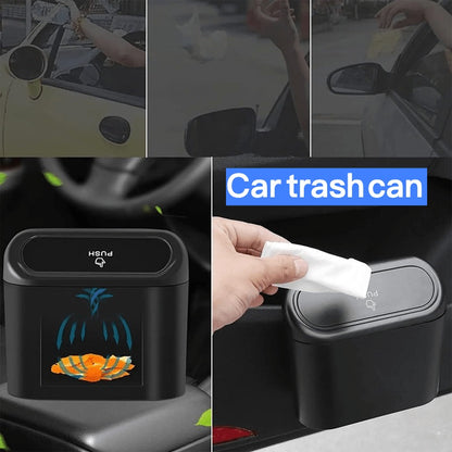 Car Trash Can with Dual Compartments - Easy Open Lid & Ergonomic Design Vehicle Waste Bin Organizer, Durable Plastic Truck SUV Bin, Hands-Free Access And Spill-Proof Design, Car Organizer Essentials