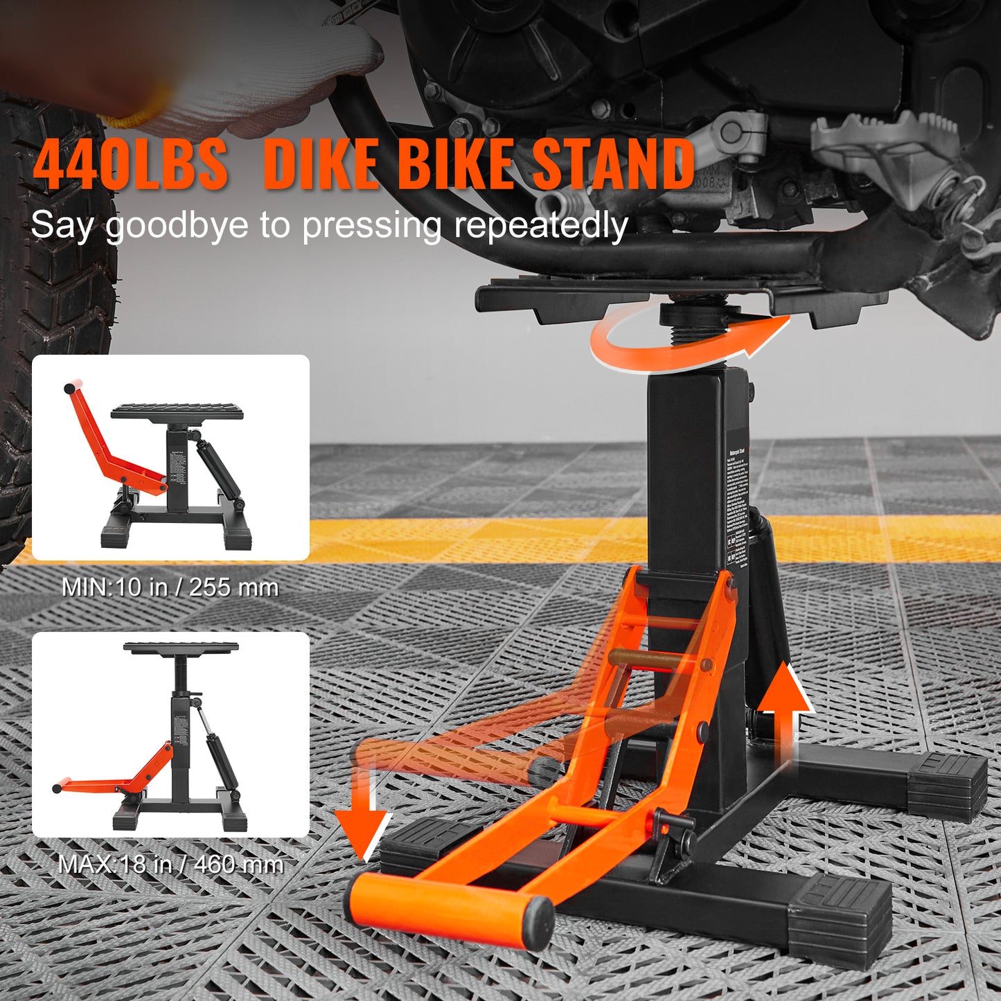 Happybuy Hydraulic Motorcycle Stand, 440Lbs Load Capacity, Adjustable Height Lifting Table for Repair And Maintenance, Ideal for Dirt Bike And Pit Bike Additions