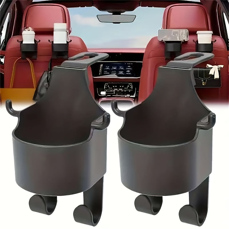 4pcs Multi-Function Car Seat Back Hook, Multi-Functional Car Seat Rear Hook, 2-In-1 Car Hook with Cup Holder- Essential Auto Interior Organizer Additions, Car Seat Headrest Hooks, Mini Car Trash Can