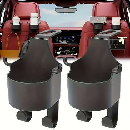 4pcs Multi-Function Car Seat Back Hook, Multi-Functional Car Seat Rear Hook, 2-In-1 Car Hook with Cup Holder- Essential Auto Interior Organizer Additions, Car Seat Headrest Hooks, Mini Car Trash Can
