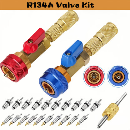 Quick Remover And Installer for 2pcs R134A Valve Cores, Featuring High Pressure (Red) And Low Pressure (Blue) Tools for Refrigerant Air Conditioning Systems