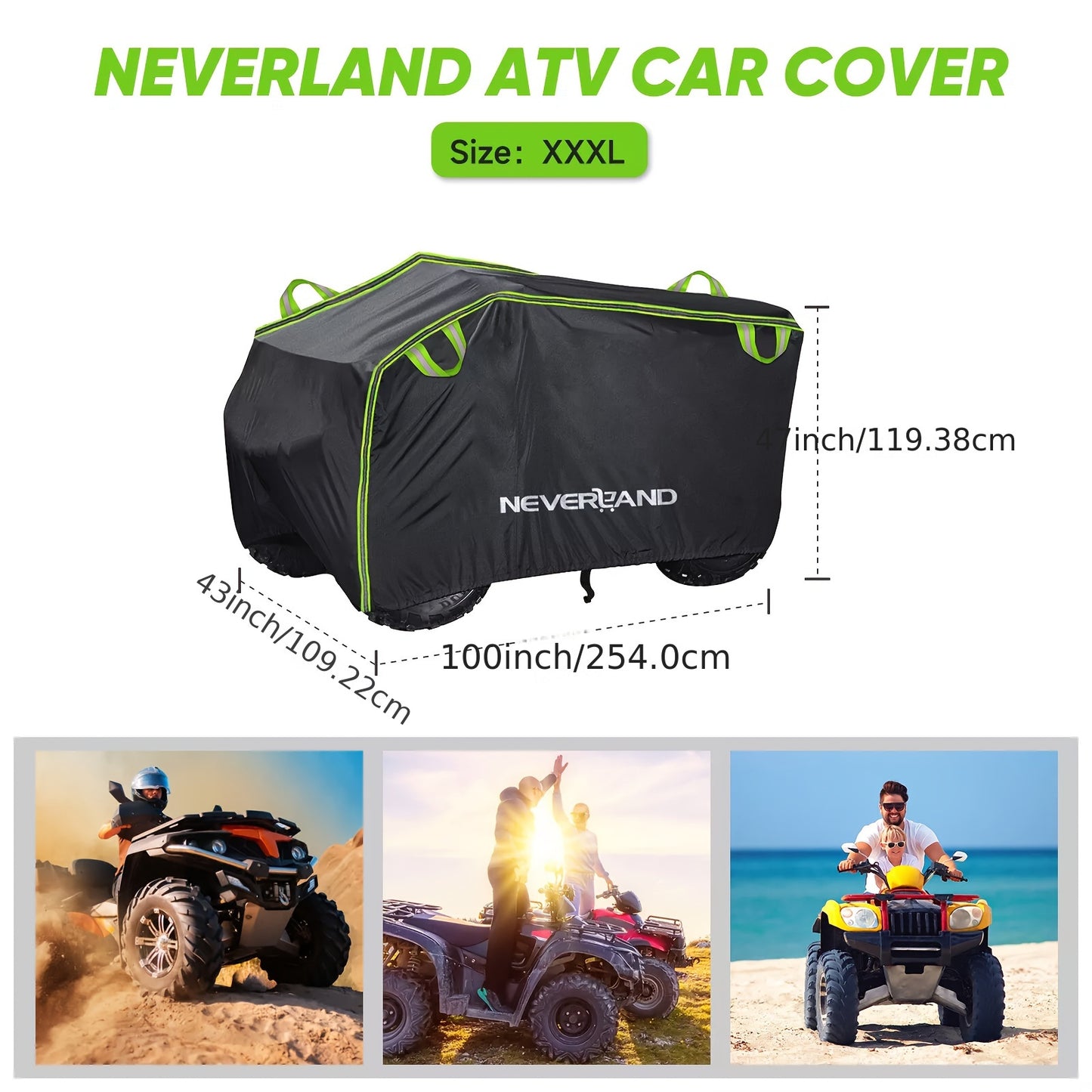 NEVERLAND XL Quad Bike ATV Cover Waterproof Sun Rain All Weather UV Protection Universal Fit 190T with Storage Bag