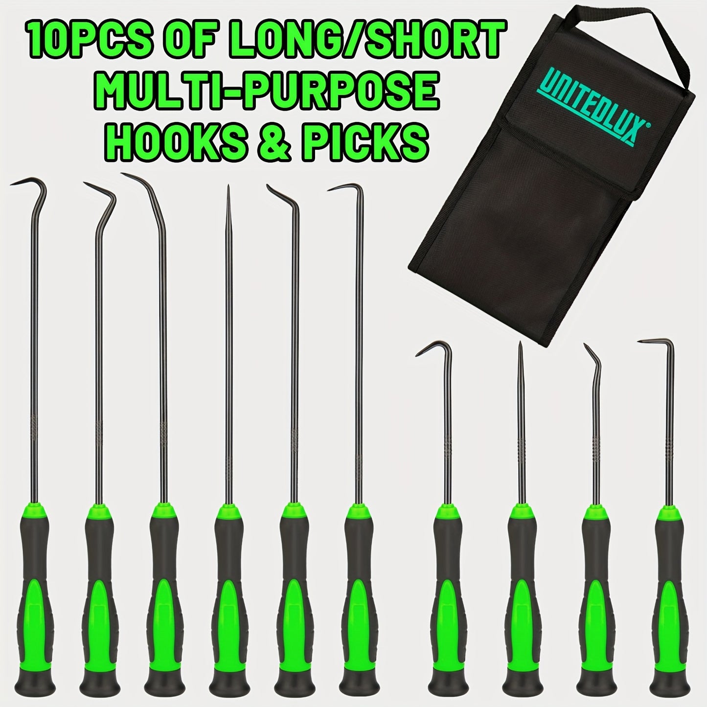 [Nice Gifts] 10pcs/6pcs Ultra Long Precision Hooks And Picks, Made Of High-Quality Steel, With Slip Handles And Non Electric Metal Hand Tools, Used For Maintenance Of Automotive Machinery And Electronic Products. Nice Gifts, Without Battery