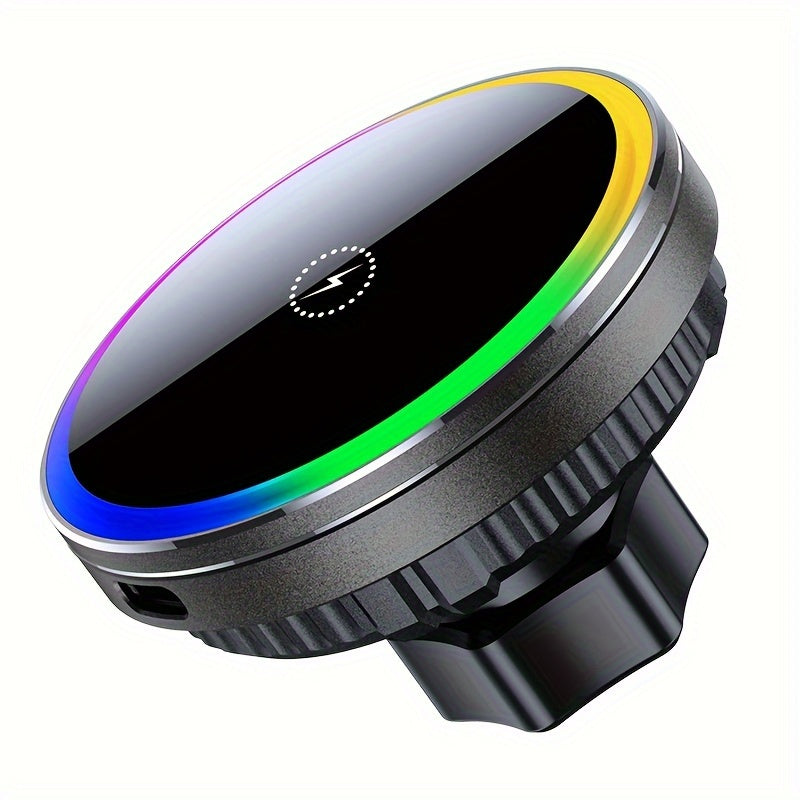 iPhone 12/13/14/15/16 Series Magnetic Car Wireless Charger with Fast Charging, Dual Cooling Fans, Strong Magnetic Base, Air Vent Mount - Qi1 Compatible for Apple iPhone 12-16 (Sleek Circular Design), Vehicle Charging Station, Modern Gadget Accessory, Effi