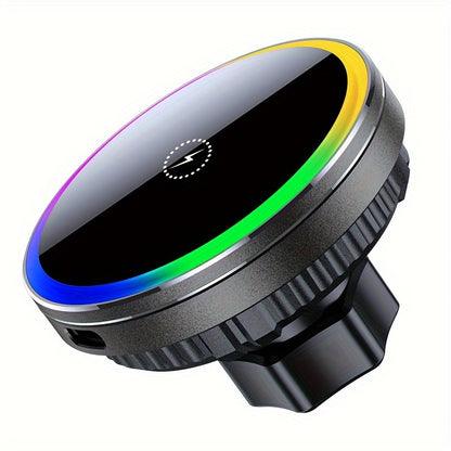 iPhone 12/13/14/15/16 Series Magnetic Car Wireless Charger with Fast Charging, Dual Cooling Fans, Strong Magnetic Base, Air Vent Mount - Qi1 Compatible for Apple iPhone 12-16 (Sleek Circular Design), Vehicle Charging Station, Modern Gadget Accessory, Effi