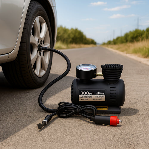 1 Unit of a Compact Air Compressor Pump, 12V 300 PSI, Designed for Inflating Tires of Cars, Bikes, Balls, And Motorcycles While for on The Move, Without Battery