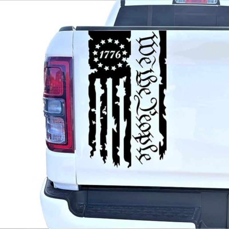 2pcs Stickers We The People American 250th Anniversary Flag, Patriot 1776 Old American Flag Truck Tailgate Vinyl Decals, Car Modification Decor Accessories, Home Decals