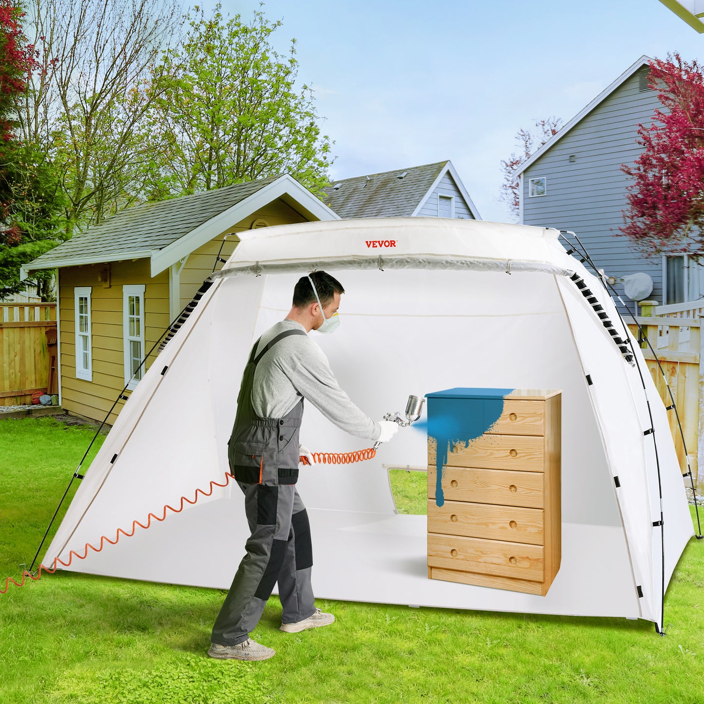 VEVOR Spray Paint Shelter Spray Paint Tent 90*62*62in/120*84*72in Portable Paint Booth DIY