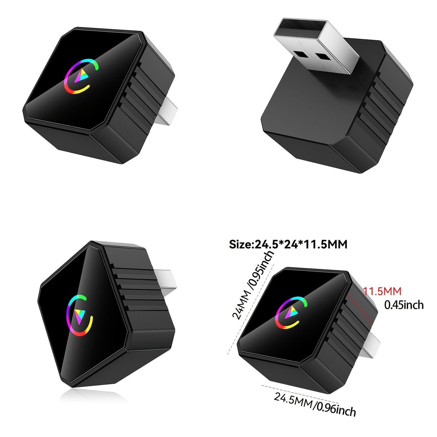 Wireless Carplay for Vehicles Hands-Free Smartphone Connectivity USB Port Compact Design Seamless Connection Compatible with Vehicles Equipped with Wired Carplay And Wired Android Auto Protocols, Without Battery