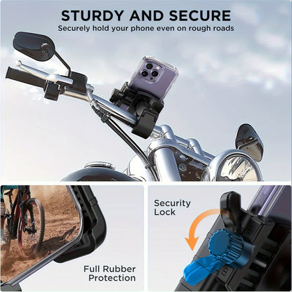 Miracase Motorcycle Phone Mount, [Support Video Recording] Bike Phone Holder, [Quick Lock] Bicycle Phone Mount Handlebar Cell Phone Clamp for Scooter, Friendly Compatible with iPhone Samsung, All Phones, Christmas Gifts, Christmas Big Deal!