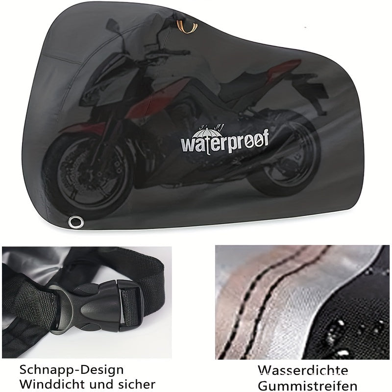 Durable Black Motorcycle Cover, Waterproof And All-Weather Protection, Rain, Snow, UV And Dust Resistant, Suitable for Most Motorcycle Models