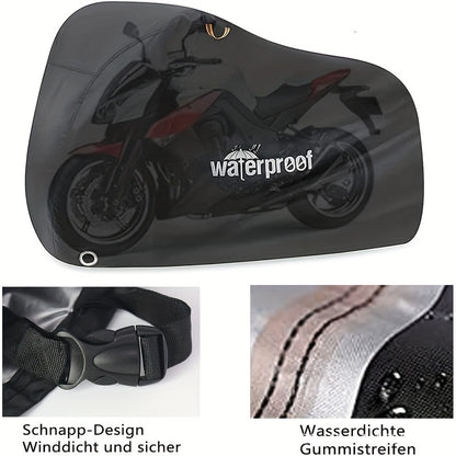 Durable Black Motorcycle Cover, Waterproof And All-Weather Protection, Rain, Snow, UV And Dust Resistant, Suitable for Most Motorcycle Models