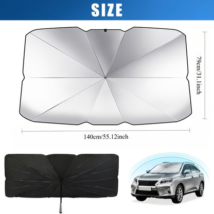 One UV Protection Windshield Sun Shade - Vehicle Front Windshield Visor with Seamless Opaque Insulation for a Wide Range of Vehicle Models