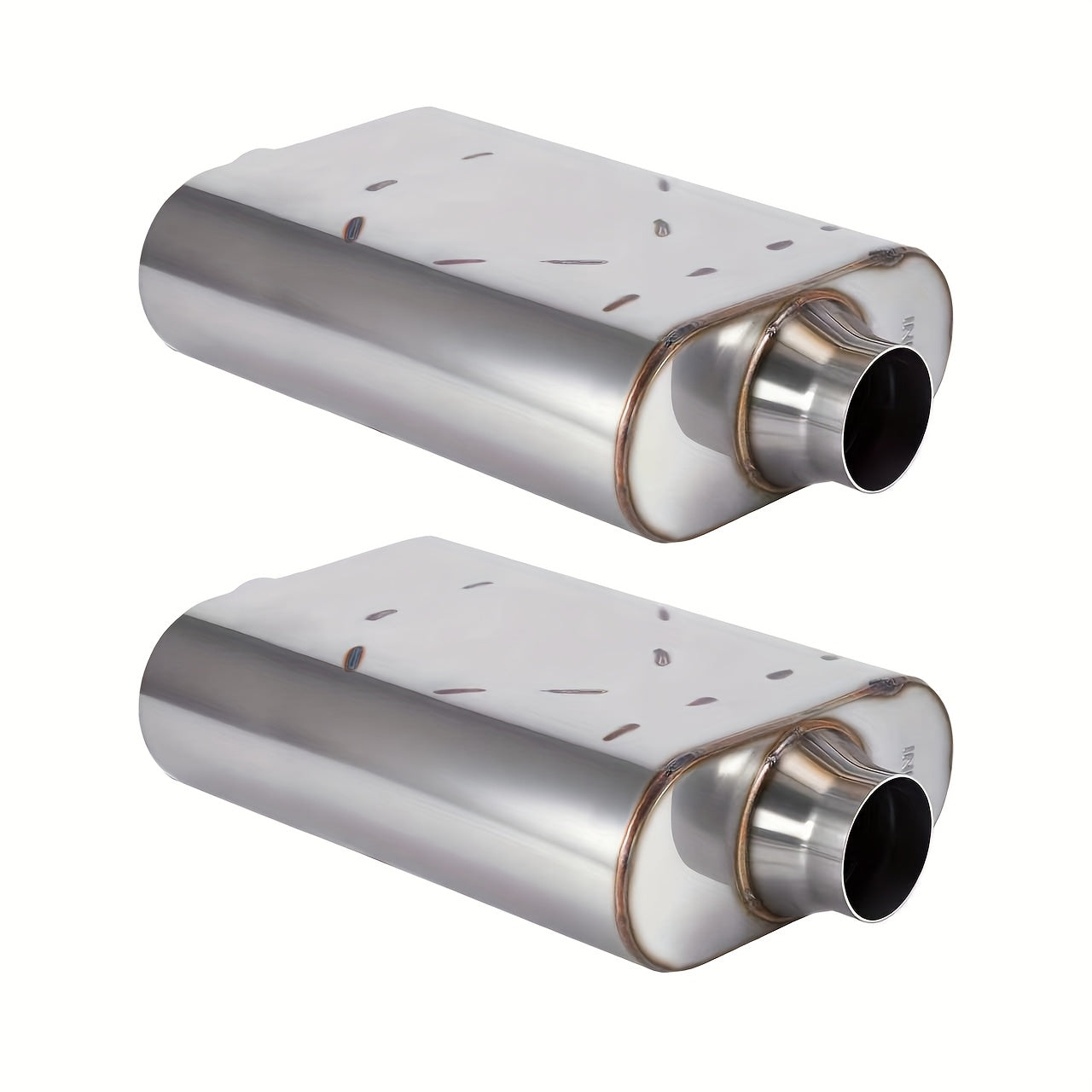 2 Pack Stainless Steel Exhaust Muffler for Cars And Trucks - Anti-Corrosive, 2.5" Exhaust Muffler High-Performance Chamber Design with Aggressive Sound, Overall 17" Center in | Center Out, 2.5"/3.0" Inlet/Outlet